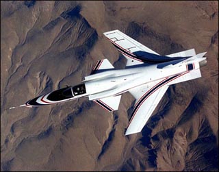 Photograph of an X-29 jet. Photograph of an X-29 jet.