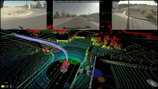 Image combining data taken by an autonomous vehicle with the views from its windows. Image combining data taken by an autonomous vehicle with the views from its windows.