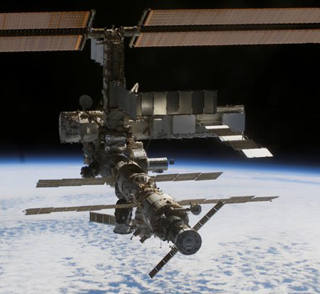Photo of the International Space Station photographed from the departing Space Shuttle Atlantis. Photo of the International Space Station photographed from the departing Space Shuttle Atlantis.