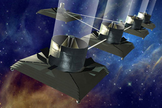 A computer rendering of the infrared interferometer in space. A computer rendering of the infrared interferometer in space.