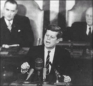 President Kennedy addresses the U.S. Congress. President Kennedy addresses the U.S. Congress.