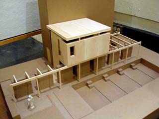 Wood model of a structure designed by student Merritt Tam. Wood model of a structure designed by student Merritt Tam.