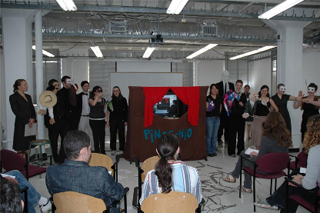 Photograph of a student puppet show. Photograph of a student puppet show.
