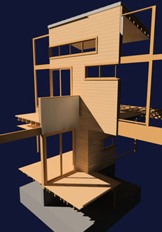 Rendering of a wall section. Rendering of a wall section.