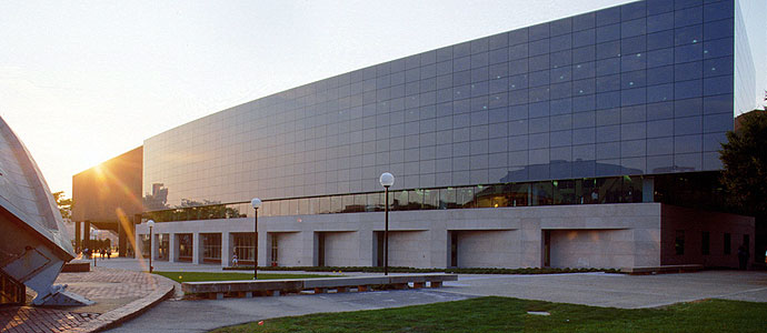 Photograph of the MIT athletic center exterior. Photograph of the MIT athletic center exterior.