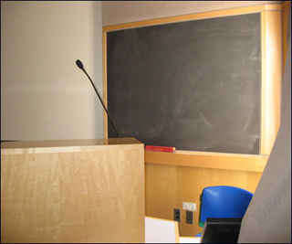 Photograph of classroom lectern. Photograph of classroom lectern.