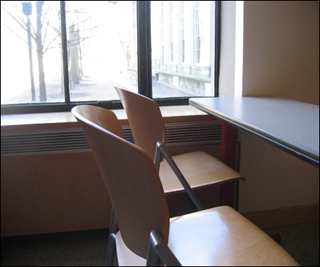 Photograph of classroom chairs. Photograph of classroom chairs.