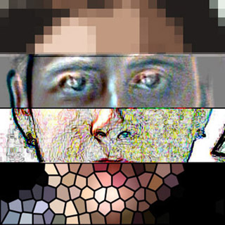 A face comprised for four images. A face comprised for four images.