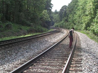 Photograph of train tracks. Photograph of train tracks.