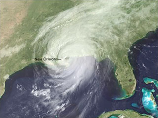 Satellite image of Hurricane Katrina off the Gulf coast. Satellite image of Hurricane Katrina off the Gulf coast.