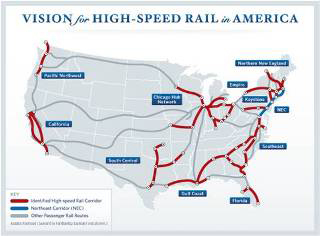 Map of existing and potential high-speed rail corridors in the United States. Map of existing and potential high-speed rail corridors in the United States.