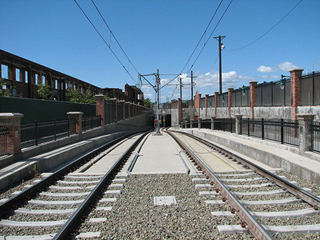 Light rail tracks in San Jose, CA. Light rail tracks in San Jose, CA.