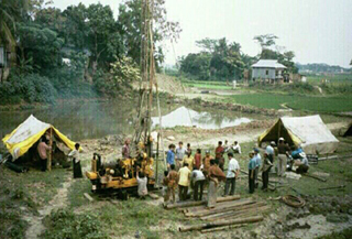 Well drilling at a field site in Bangladesh. Well drilling at a field site in Bangladesh.