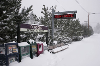 Photograph of Concord commuter rail station in winter. Photograph of Concord commuter rail station in winter.