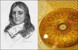 Left: drawing of John Milton. Right: a circular Chinese artefact. Left: drawing of John Milton. Right: a circular Chinese artefact.