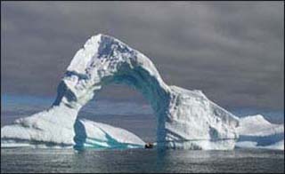 Arch of ice over the Antarctic ocean. Arch of ice over the Antarctic ocean.