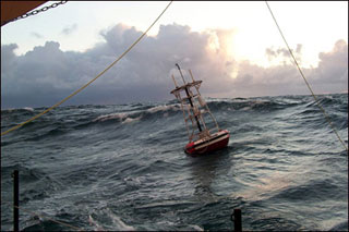 A ship on rough waves. A ship on rough waves.
