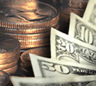 Image of currency and coins. Image of currency and coins.