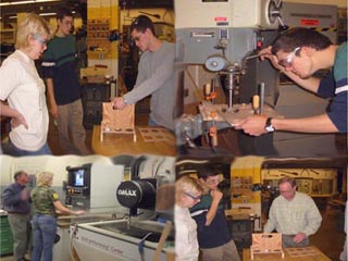 A photomontage of students using different fabrication tools. A photomontage of students using different fabrication tools.