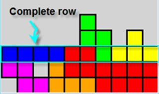Screenshot of a complete row in the game of Tetris. Screenshot of a complete row in the game of Tetris.