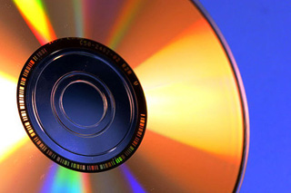 An audio compact disc. An audio compact disc.