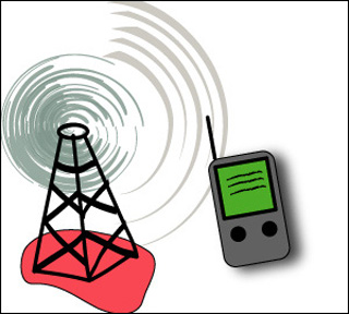 Figure showing an antenna and a receiving device. Figure showing an antenna and a receiving device.