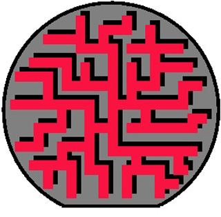 A big grey circle with red squiggly lines. A big grey circle with red squiggly lines.