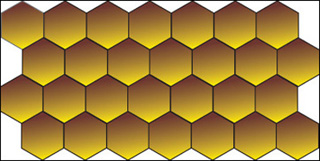 Image of a honeycomb, with four rows of hexagons. Image of a honeycomb, with four rows of hexagons.