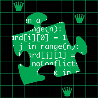 A puzzle piece overlaid with Python code on a chess board. A puzzle piece overlaid with Python code on a chess board.