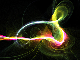 Multiple colored lines on a black background. Multiple colored lines on a black background.