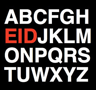 Assortment of English alphabets in white with "E," "I," and "D" three letters highlighted in red in black background. Assortment of English alphabets in white with "E," "I," and "D" three letters highlighted in red in black background.