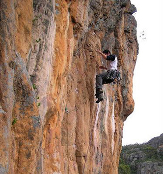Climber on Mt. Arapiles in Australia. Climber on Mt. Arapiles in Australia.