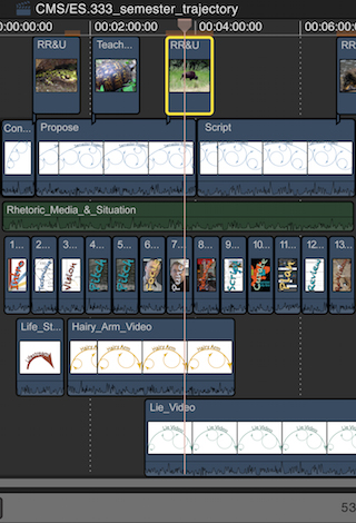 A picture of a workflow from a video made in ES.333. The video has been paused in an editing software, and many frames can be seen. A picture of a workflow from a video made in ES.333. The video has been paused in an editing software, and many frames can be seen.