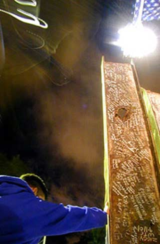 Photograph of beam from the World Trade Center. Photograph of beam from the World Trade Center.