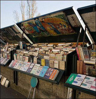 Books on display is two meter boxes along the river Seine in Paris. Books on display is two meter boxes along the river Seine in Paris.