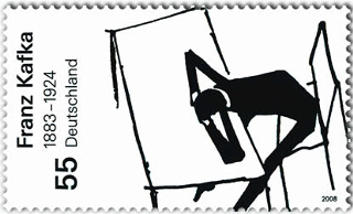 Deutsche Post AG 55 Eurocent stamp commemorating Franz Kafka. Deutsche Post AG 55 Eurocent stamp commemorating Franz Kafka.
