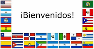 A collection of flags from Spanish-speaking countries with the greeting, "Bienvenidos." A collection of flags from Spanish-speaking countries with the greeting, "Bienvenidos."