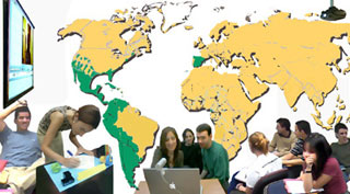 Classroom composite of Spanish students with a map of the world. Classroom composite of Spanish students with a map of the world.