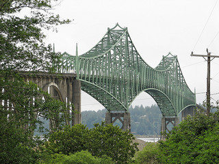 A photo of the Coos Bay Bridge, the longest bridge along the Oregon Coastal Highway. A photo of the Coos Bay Bridge, the longest bridge along the Oregon Coastal Highway.