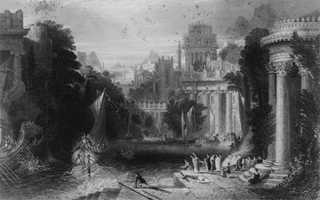 A black and white photo of a painting. A black and white photo of a painting.
