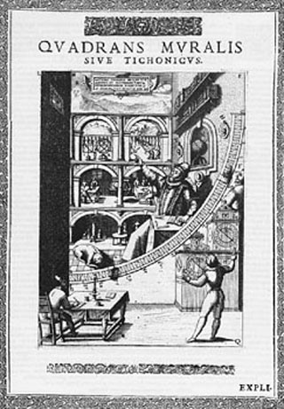 A photograph of a page in Astronomicae Instaurata Mechanica, 1598. A photograph of a page in Astronomicae Instaurata Mechanica, 1598.