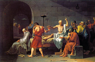 Painting of Socrates and friends. Painting of Socrates and friends.