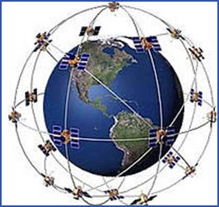 Diagram of global network of satellites around the earth. Diagram of global network of satellites around the earth.