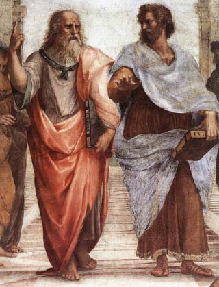 Painting of Plato and Aristotle. Painting of Plato and Aristotle.