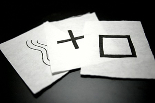 Photograph of Zener cards, used to test for extra-sensory perception. Photograph of Zener cards, used to test for extra-sensory perception.