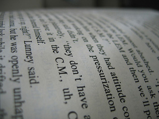A magnified page of words. A magnified page of words.