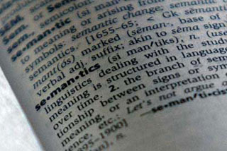 Photograph of a dictionary definition of the word ''semantics.'' Photograph of a dictionary definition of the word ''semantics.''