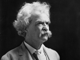 Black and white portrait of Mark Twain in shadow. Black and white portrait of Mark Twain in shadow.