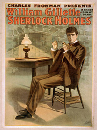Illustration of Sherlock Holmes starring William Gillette. Illustration of Sherlock Holmes starring William Gillette.