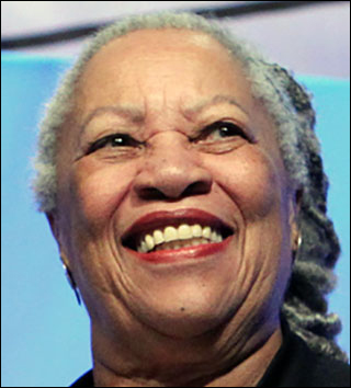 The photo shows a smiling Toni Morrison at the podium during her keynote address at the American Library Association General Opening Session in 2010. The photo shows a smiling Toni Morrison at the podium during her keynote address at the American Library Association General Opening Session in 2010.